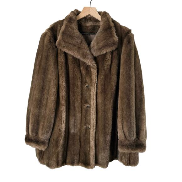 Vintage 1960s Mink Fur Coat in Light Brown Button Front by Style VI Ltd., Size M - Picture 1 of 11